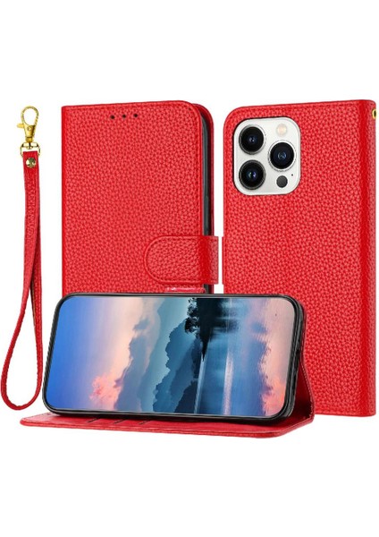 Telefon Kılıfı Için iphone 15 Pro Max Cüzdan Flip Folio Kart Yuvaları Tutucu Litch (Yurt Dışından)