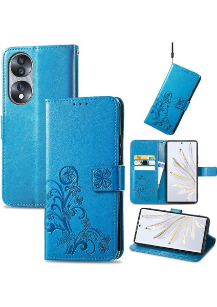 Huawei Onur 70 Flip Kapak Kılıf Için Kılıf Kısa Kayış Dört Yaprak (Yurt Dışından)