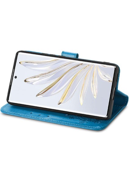 Huawei Onur 70 Flip Kapak Kılıf Için Kılıf Kısa Kayış Dört Yaprak (Yurt Dışından)