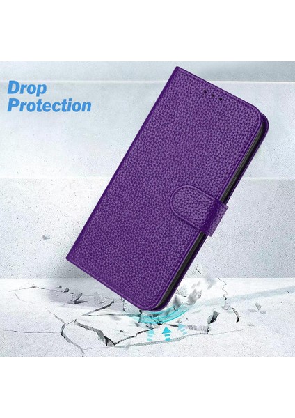 Realme 11 Pro Pu Deri Flip Için Telefon Kılıfı Folio Litchi Desen Cüzdan (Yurt Dışından)