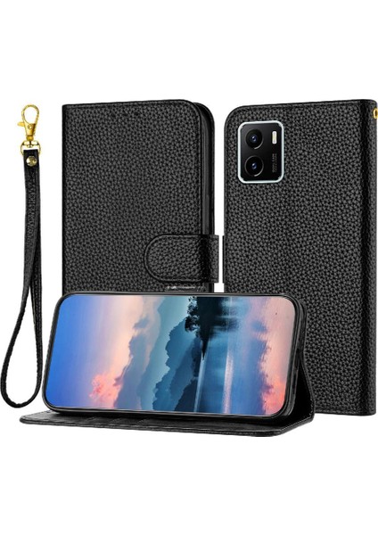 Vivo Y15S/Y15A Litchi Desen Flip Folio Pu Deri Cüzdan Için Telefon Kılıfı (Yurt Dışından)