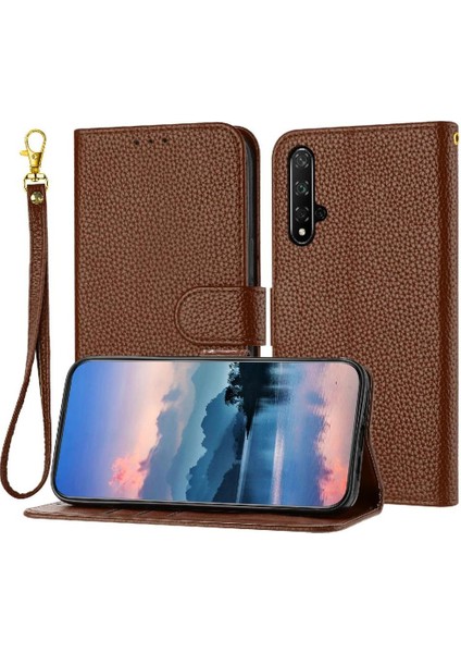 Onur 20 Flip Için Telefon Kılıfı Folio Pu Deri Kart Yuvaları Tutucu Litchi (Yurt Dışından)