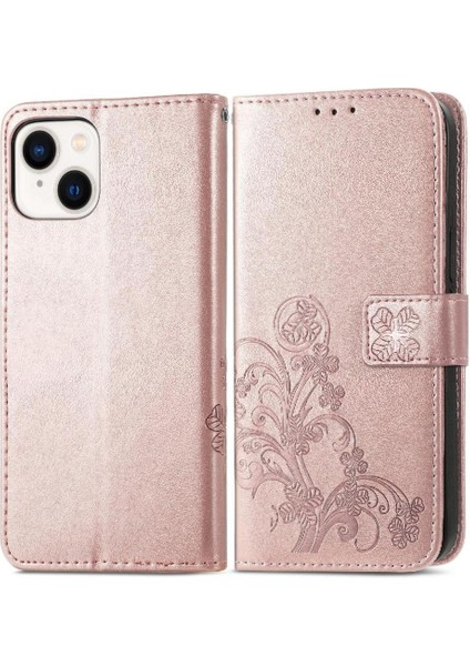 Iphone 14 Için Kılıf Artı Kapak Kapak Kısa Kayış Deri Kılıf Zarif Dört (Yurt Dışından)