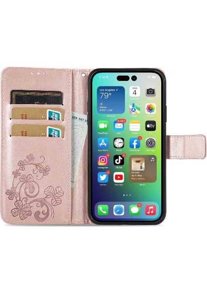 Iphone 14 Için Kılıf Artı Kapak Kapak Kısa Kayış Deri Kılıf Zarif Dört (Yurt Dışından) indirimleri