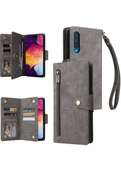 Samsung Galaxy A50/A50S/A30S Fermuar Cüzdan Kapak Manyetik Deri (Yurt Dışından)