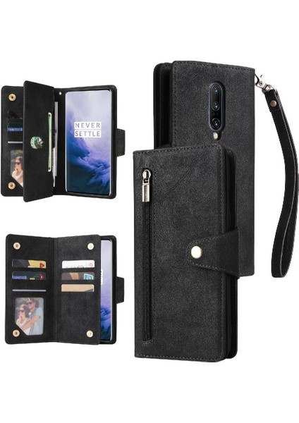 Oneplus 7 Pro Için Kılıf El Kayışı Kart Tutucu Kapak ile Manyetik Deri (Yurt Dışından)