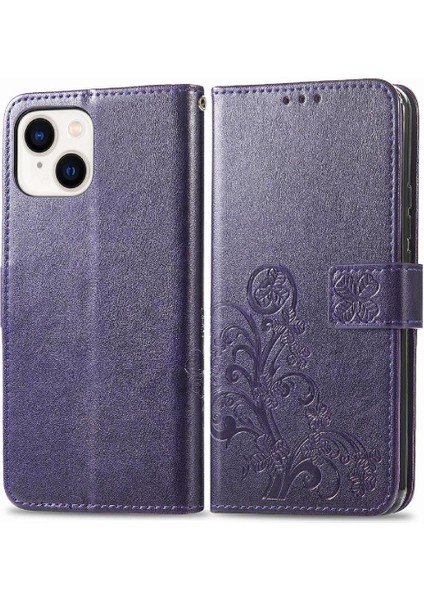 Iphone 15 Için Kılıf Artı Flip Kapak Dört Yapraklı Yonca Deri Kılıf Zarif (Yurt Dışından)