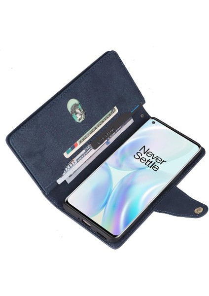 El Kayışı Kart Tutucu ile Oneplus 8 Fermuar Cüzdan Kapak Için Kılıf (Yurt Dışından)