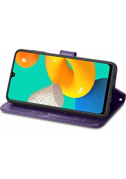 Samsung Galaxy M32 Flip Kapak Kılıf Için Kılıf Kısa Kayış Zarif (Yurt Dışından)