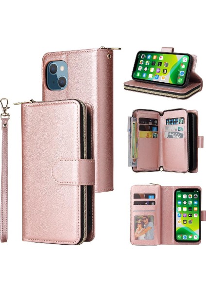 Iphone 13 Mini Flip Kapak Için Kılıf ile El Kayışı Cüzdan Kılıf 9 Kart (Yurt Dışından)