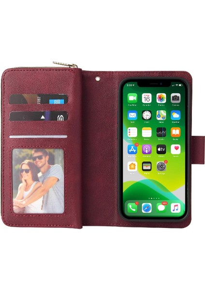 Iphone 13 Mini Flip Kapak Için Kılıf ile El Kayışı Cüzdan Kılıf 9 Kart (Yurt Dışından)