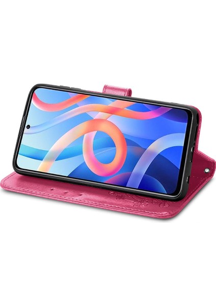 Xiaomi Redmi Için Not 11 4g Dört Yapraklı Yonca Flip Kapak Kısa Kayış (Yurt Dışından)