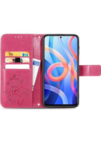 Xiaomi Redmi Için Not 11 4g Dört Yapraklı Yonca Flip Kapak Kısa Kayış (Yurt Dışından)