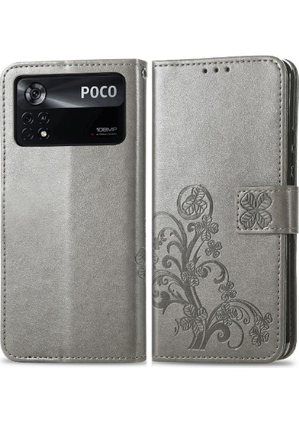 Xiaomi Poco X4 Pro 5g Için Kılıf Kısa Kayış Dört Yapraklı Yonca Kapak Çevirin (Yurt Dışından)