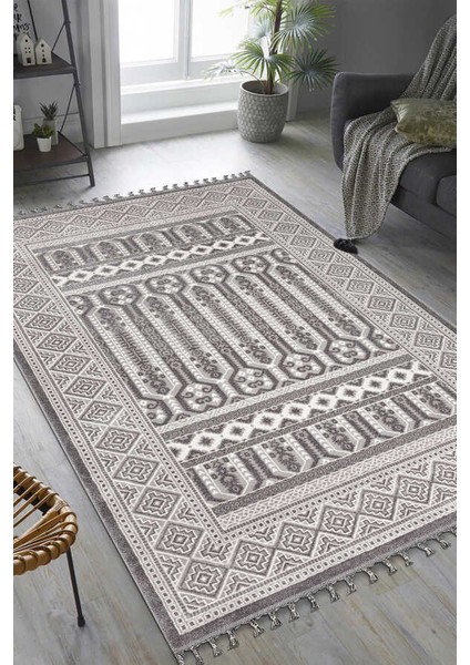 Elmina Gri Halı Yumuşak Oturma Odası Salon Çocuk Odası Mutfak Halısı QP038 60 x 110