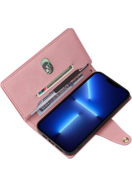 El Kayışı Fermuar Cüzdan Kapak ile iphone 13 Pro Kart Tutucu Için Kılıf (Yurt Dışından)