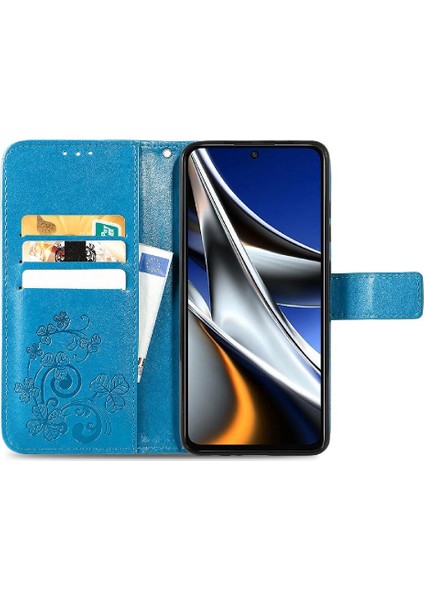 Xiaomi Poco X4 Pro 5g Için Kılıf Kısa Kayış Dört Yapraklı Yonca Kapak Çevirin (Yurt Dışından)