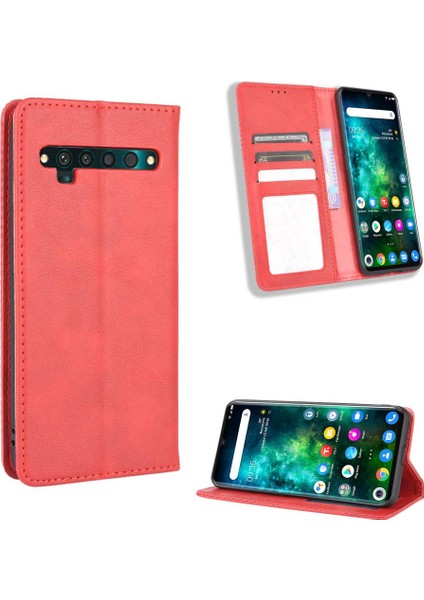 Tcl 10 Pro Manyetik Kapatma Pu Deri Cüzdan Için Kılıf (Yurt Dışından)