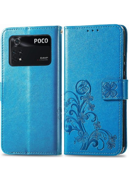 Xiaomi Poco M4 Pro Kısa Kayış Flip Kapak Dört Yapraklı Yonca Durumda (Yurt Dışından)