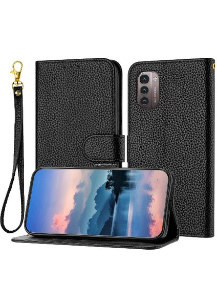 Nokia Nokia Için Telefon KILIFI/G21 Pu Deri Flip Folio Kart Yuvaları Tutucu Litch (Yurt Dışından)