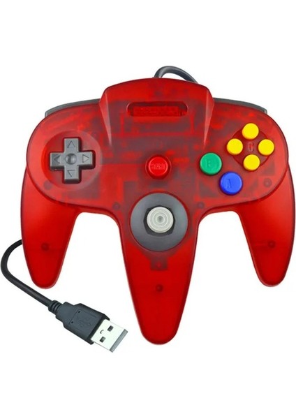 Şeffaf KIRMIZI-N64 USB Kablolu Gamepad N64 Denetleyici Gamepad Joystick Mac Bilgisayar Pc Için Klasik Retro Oyun Klavyeleri (Yurt Dışından)