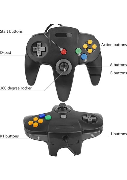 Şeffaf KIRMIZI-N64 USB Kablolu Gamepad N64 Denetleyici Gamepad Joystick Mac Bilgisayar Pc Için Klasik Retro Oyun Klavyeleri (Yurt Dışından)