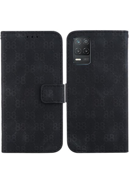 Realme Için Telefon Kılıfı 8 5g/8s 5g Çift 8 Kabartmalı Pu Deri Kart Tutucu (Yurt Dışından)