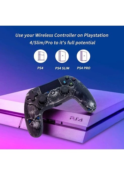 Glaxy-Kablosuz Oyun Denetleyicisi Ps4 Playstation 4 Için Kablosuz Çift Şok Oyun Joystick Altı Eksenli Jiroskop Hareket Algılama Gamepad (Yurt Dışından)