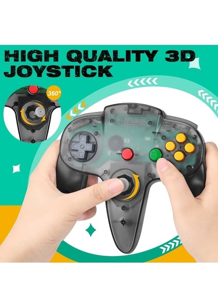 Nintendo-64 N64 Oyun Sistemiyle Uyumlu Yıldız Gri-Klasik Kablolu Kumanda Joystick'i Şeffaf Siyah (Yurt Dışından)