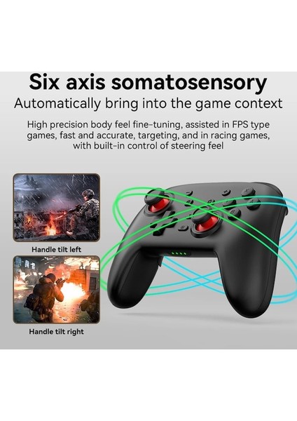 Siyah-Kablosuz Oyun Kolu Ns Anahtarı OLED Pro Gamepad Denetleyicisi Tek Tıklamayla Uyandırma Bluetooth Uyumlu Joystick Ps4 Pc Ios Için (Yurt Dışından)