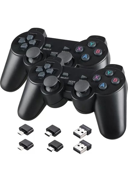 2 Adet Siyah-2.4 Ghz Kablosuz Gamepad Pc Dizüstü USB Oyun Denetleyicisi Joystick Ps3 Android Tv Kutusu Windows Ahududu Pi 4 3 Joypad (Yurt Dışından)