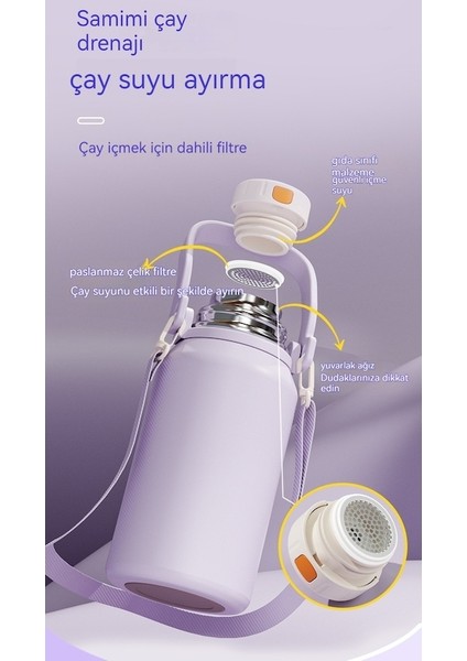 Hyt-Dış Mekan Termos Su Isıtıcısı 316 Paslanmaz Çelik Bardak Dış Mekan Büyük Kapasiteli 1500 ml - Pembe (Yurt Dışından)