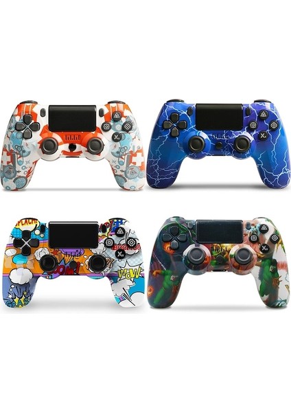 Mavi-Özel Tasarım 14 Renk Bt 3.0 Kablosuz Gamepad Joystick USB 6 Eksen Joy Pad Ps4 Ps3 Oyun Konsolu Için Çift Titreşim Denetleyicisi (Yurt Dışından)