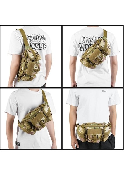 Haki-Taktik Bel Çantası Askeri Fan Çantası Spor Açık Büyük Kapasiteli Su Geçirmez Sürme Seyahat Koşu Çok Fonksiyonlu Göğüs Çantası (Yurt Dışından) fırsatları