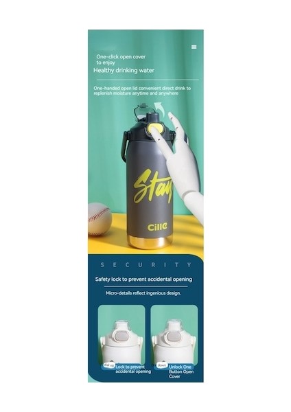 Hyt-Vacuum Termos Dış Mekan 950 ml Paslanmaz Çelik - Mavi (Yurt Dışından)