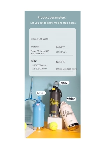 Hyt-Vacuum Termos Dış Mekan 950 ml Paslanmaz Çelik - Mavi (Yurt Dışından)