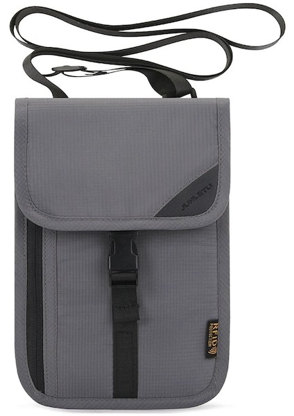 Grafit Gri Su Geçirmez Seyahat Pasaport Tutucu Bel Çantası Belge Saklama Çantası Naylon Taşınabilir Rfıd Kımlık Kredi Kartı Organizatör Boyun Kılıfı (Yurt Dışından)