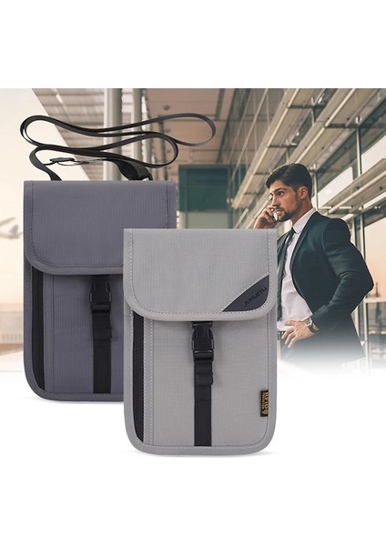 Grafit Gri Su Geçirmez Seyahat Pasaport Tutucu Bel Çantası Belge Saklama Çantası Naylon Taşınabilir Rfıd Kımlık Kredi Kartı Organizatör Boyun Kılıfı (Yurt Dışından) modelleri