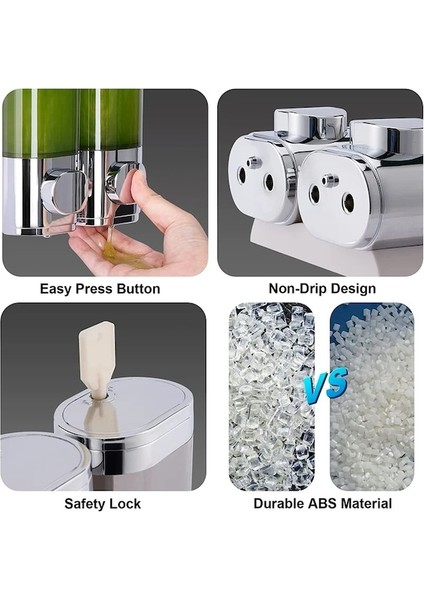 Gümüş Üçlü Kafa-Sıvı Sabunluk Duş Duvara Monte Tek/çift/üçlü 300ML Duş Sabunluk No Matkap Banyo Aksesuarları (Yurt Dışından) indirimleri