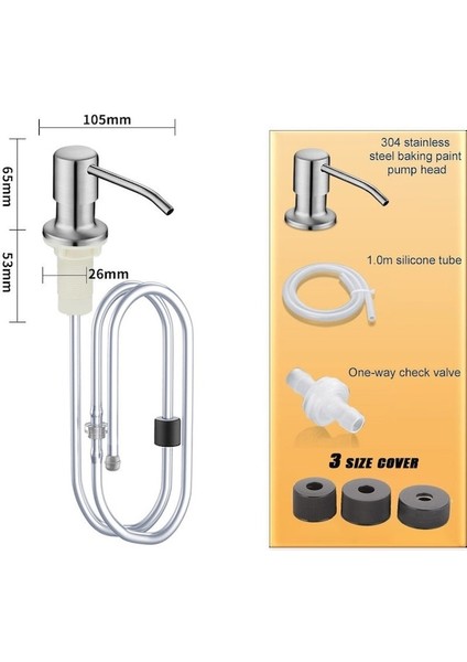Gümüş B Seti-Mutfak Lavabo Sıvı Sabunluk Pompası Paslanmaz Çelik 500 ml Sıvı Sabun Şişesi Lavabo Montaj El Basınçlı Sabunluk Şişesi (Yurt Dışından)