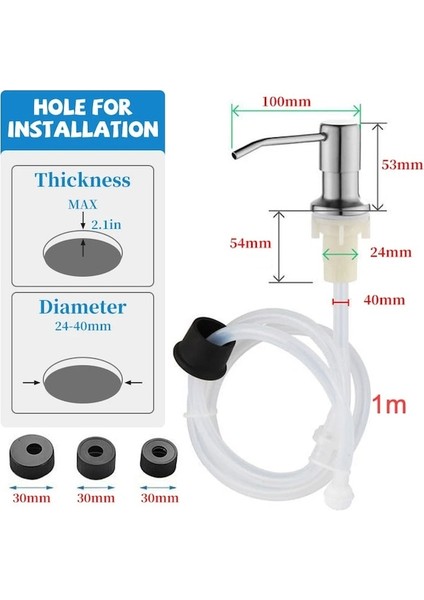 Gümüş B Seti-Mutfak Lavabo Sıvı Sabunluk Pompası Paslanmaz Çelik 500 ml Sıvı Sabun Şişesi Lavabo Montaj El Basınçlı Sabunluk Şişesi (Yurt Dışından)