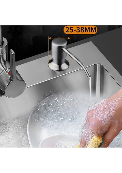 500 ml GÜMÜŞ-300/500 ml Mutfak Lavabo Sabunluk Paslanmaz Çelik Sıvı Sabun Şişesi Uzatma Tüpü Seti Losyon Deterjan Dispenseri Accesso (Yurt Dışından) modelleri