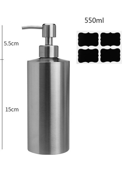 550ML-SIVI Sabunluk Şişe Jel Şişe Büyük Kapasiteli 304 Paslanmaz Sabunluk, Mutfak ve Banyo Için 250ML350ML550ML (Yurt Dışından)