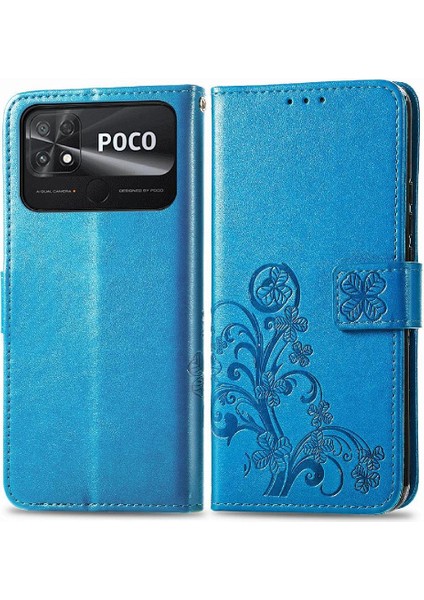 Xiaomi Poco C40 Flip Kapak Kılıf Için Dört Yapraklı Yonca Iş (Yurt Dışından)