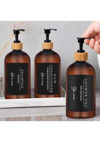 Bottle-C-Matte Boş Şampuan Şişesi Bambu Pompa Şampuan Dispenseri Şişe Vücut Yıkama Losyonu El Sabunu Dağıtma Şişesi Banyo Sabunluk (Yurt Dışından)