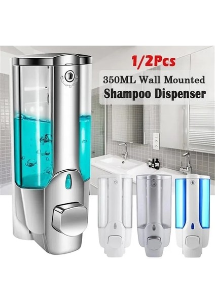 2 Kafa Gümüş-1/2 Adet 350ML Duvara Monte Şampuanlık Sabun Temizleyici Banyo Duş Jeli Deterjan Losyon Pompası Eylem El ve Ev Için (Yurt Dışından) fiyatları