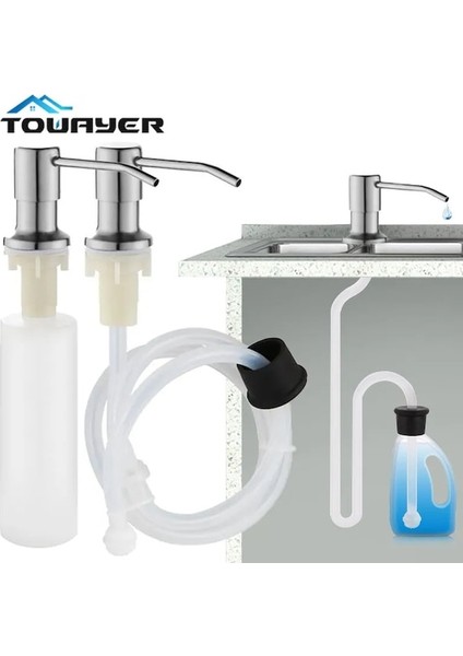 Type4 Gümüş-Mutfak Lavabo Sıvı Sabunluk Pompası Paslanmaz Çelik 500 ml Sıvı Sabun Şişesi Lavabo Montaj El Basınçlı Sabunluk Şişesi (Yurt Dışından)