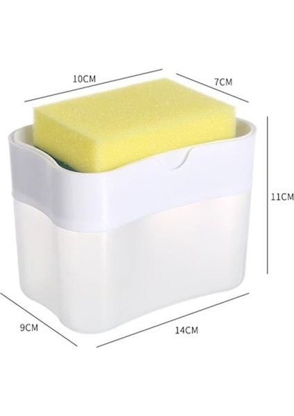 Gri Dağıtıcı Kutusu Mutfak Bulaşık Sabunu Basın Kutusu Süngerli Çok Sıvı Sabun Pompası Tutucu Ev Temizleyici Konteyner 330 ml Mutfak Aracı (Yurt Dışından)