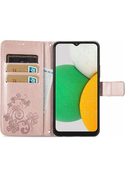 Samsung Galaxy A03 Çekirdek Kısa Kayış Deri Kılıf Kapak Kapak Dört (Yurt Dışından) modelleri