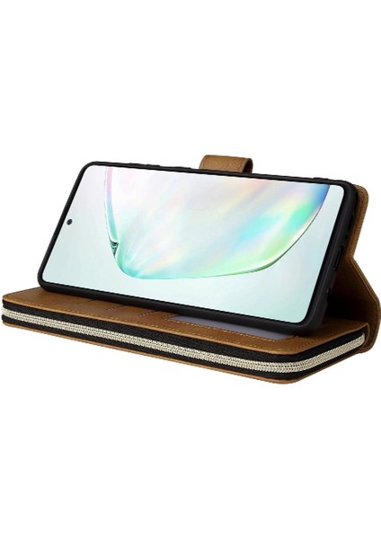 Samsung Galaxy Not 10 Lite Için Kılıf Kart Tutucu ile El Kayışı Fermuar 9 (Yurt Dışından)
